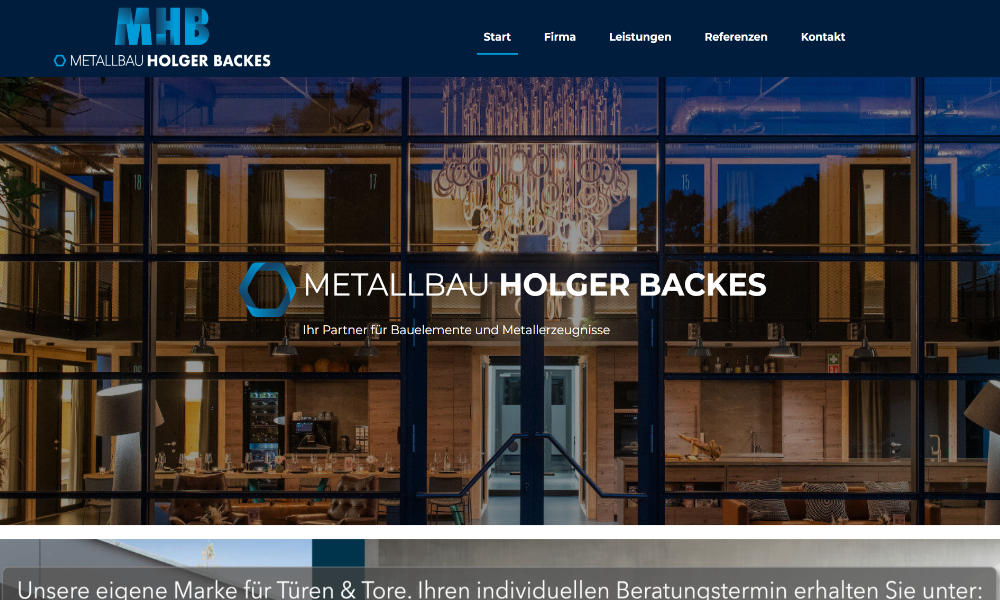 Referenz: Website mhb-bauelemente.de